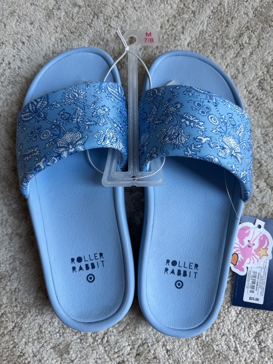 Roller Rabbit Shoes - Roller Rabbit Light Blue Paisley Slide Sandals